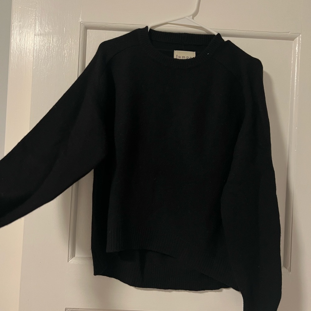 Jumper 1234 NWT 100% Cashmere Sweater Size 2 US Black Color Boyfriend Saddle